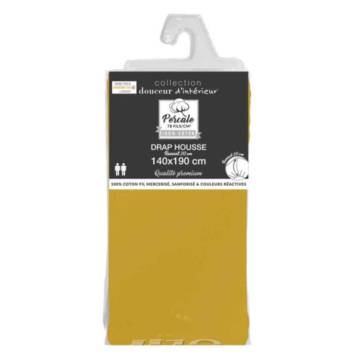 Paris Prix Drap Housse  Percaline  140x190cm Ocre