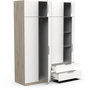 Voir la diapositive 4 : Demeyere Armoire de chambre - DEMEYERE - GHOST - 8 portes - 2 tiroirs - Blanc et chene kronberg