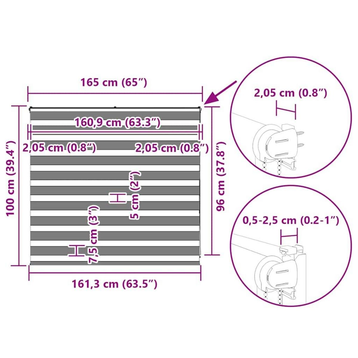 VIDAXL Store zebre marron 165x100cm largeur du tissu 160,9cm polyester