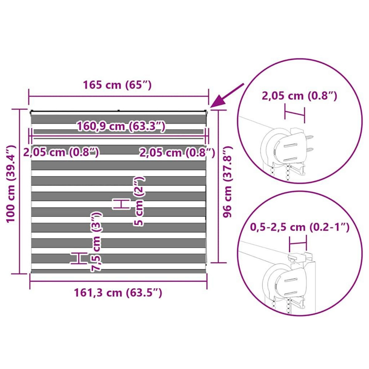 VIDAXL Store zebre marron 165x100cm largeur du tissu 160,9cm polyester