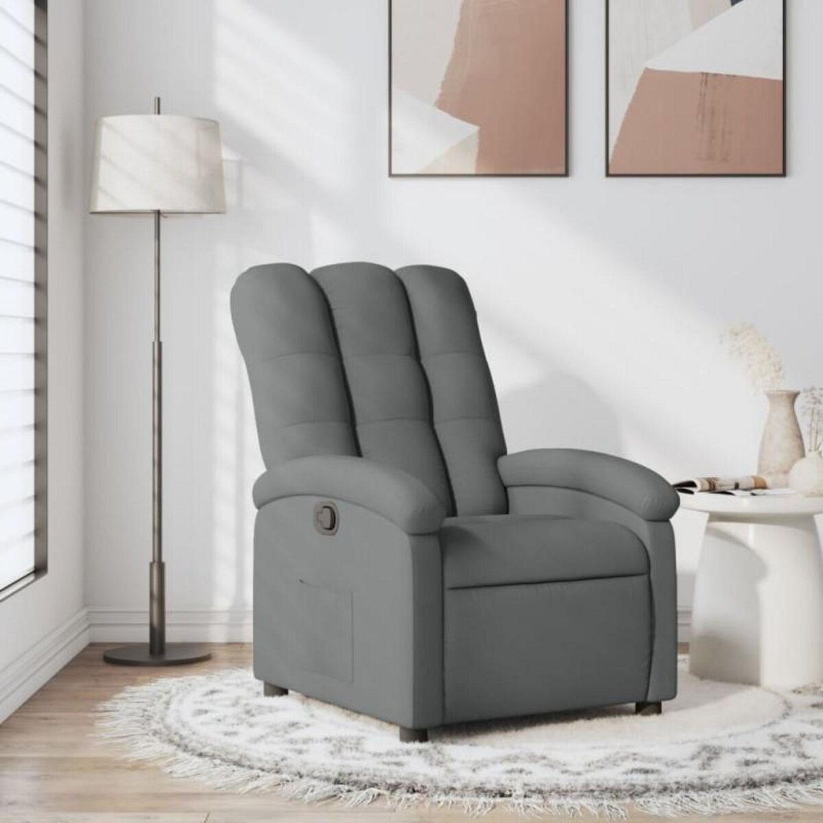 VIDAXL Fauteuil inclinable Gris foncé Tissu