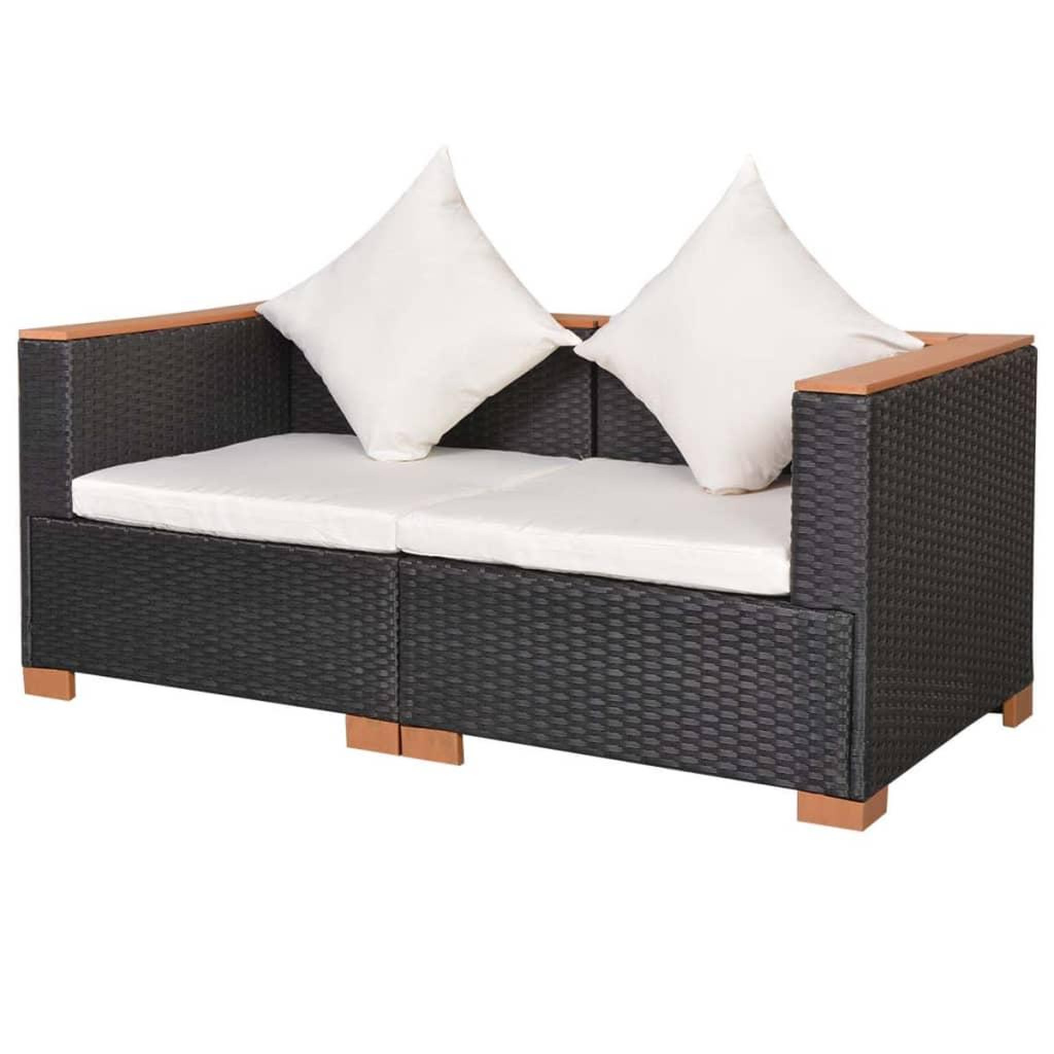 Voir la diapositive 3 : VIDAXL Canape de jardin Resine tressee Noir