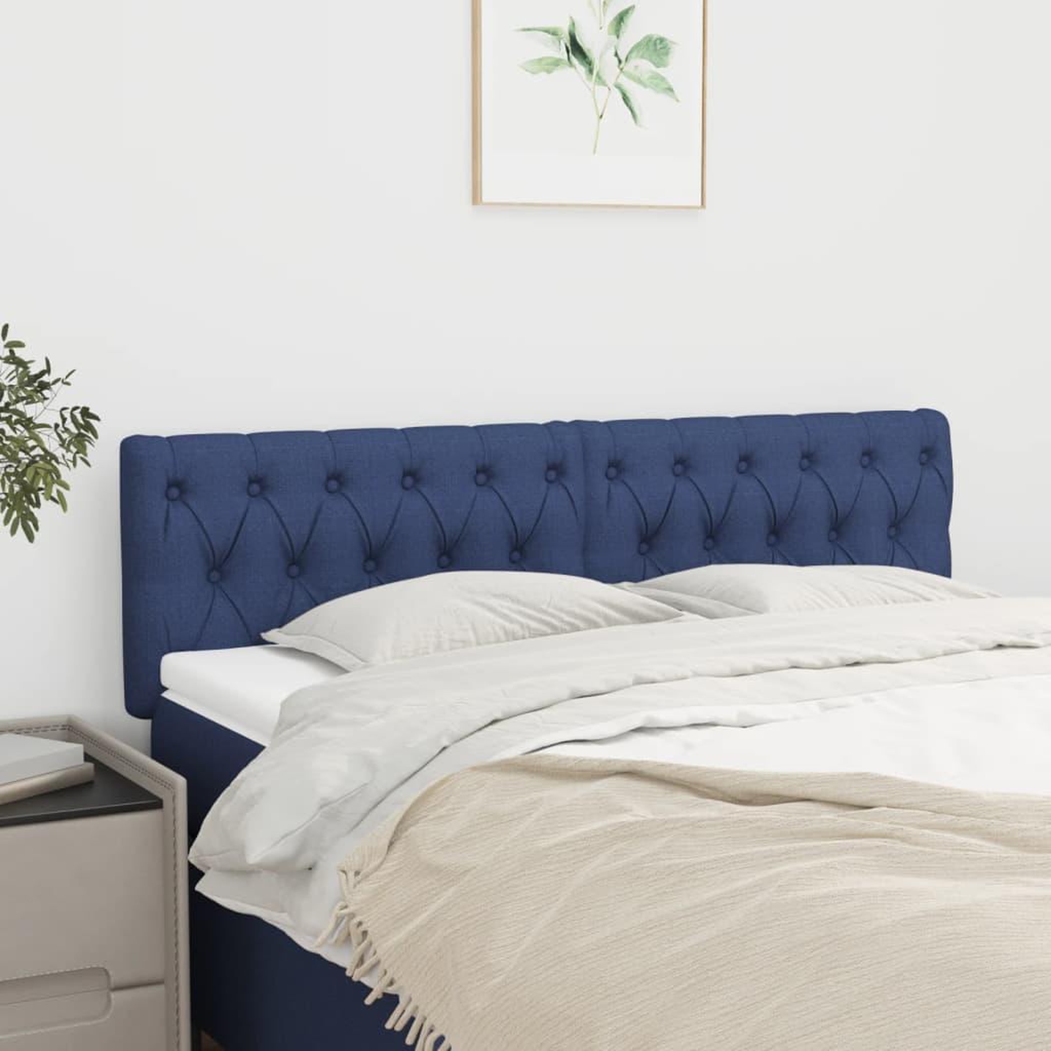 Voir la diapositive 1 : VIDAXL Tetes de lit 2 pcs Bleu 72x7x78/88 cm Tissu
