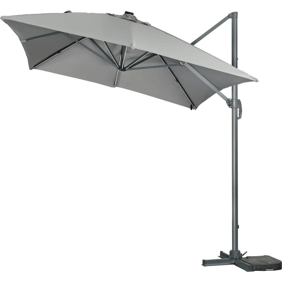 Habitat et Jardin Parasol jardin déporté led alu  Sun 3 Luxe  3 x 3 m - Gris