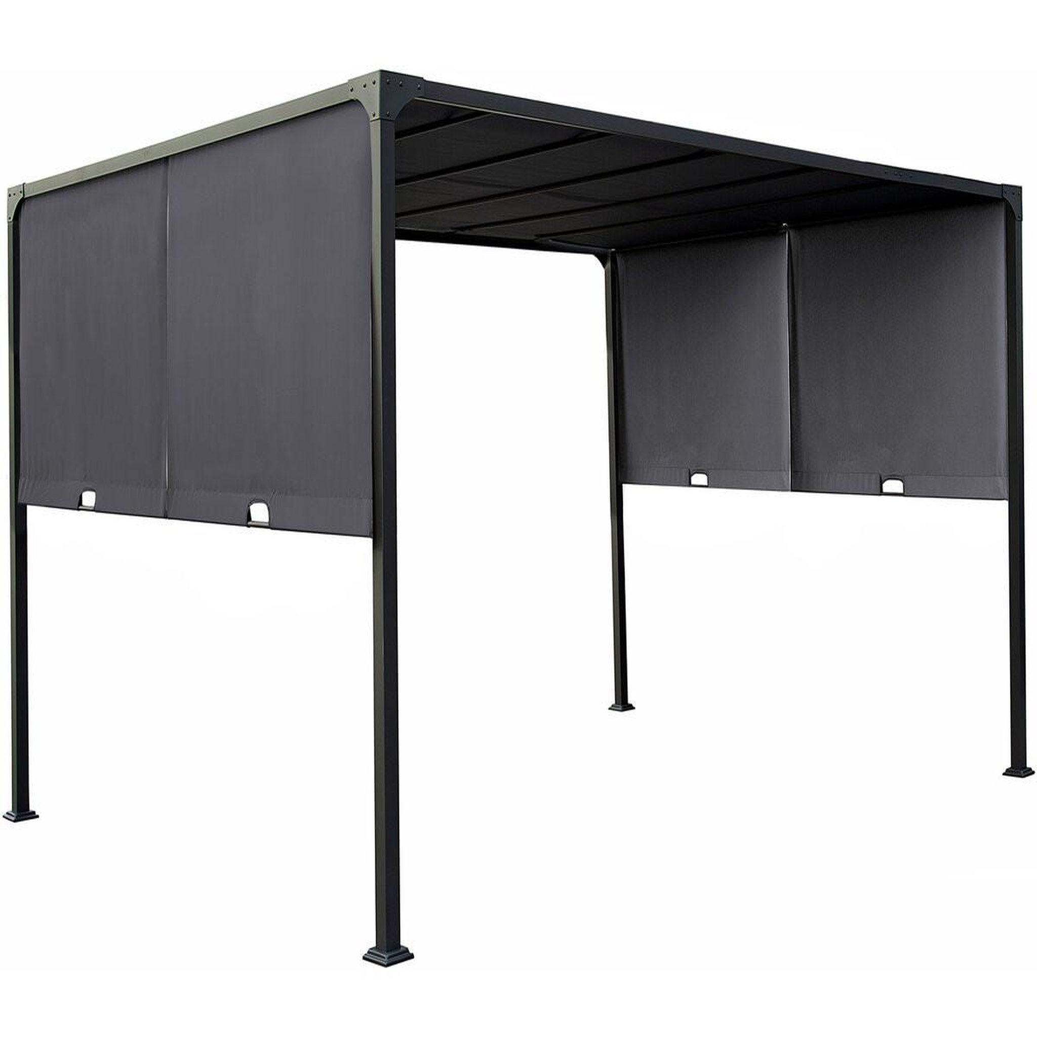 Habitat et Jardin Pergola avec toit coulissant en métal  courtenay  - 3 x 4 m - gris