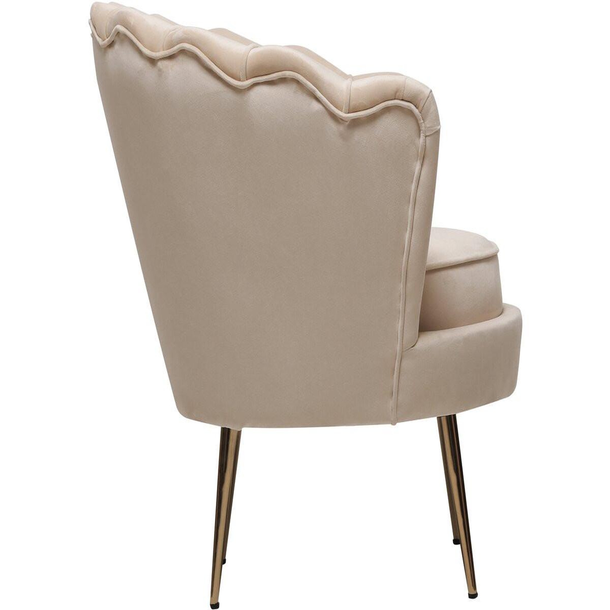 Voir la diapositive 3 : Habitat et Jardin Fauteuil en velours  floria  - 70 x 73 x 76 cm - beige