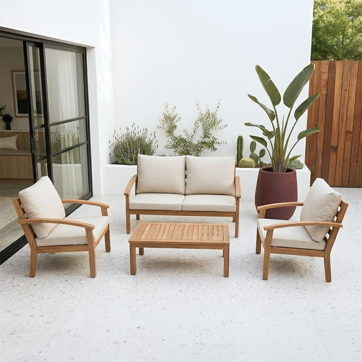 CONCEPT USINE Salon de jardin 4 places en acacia YALA