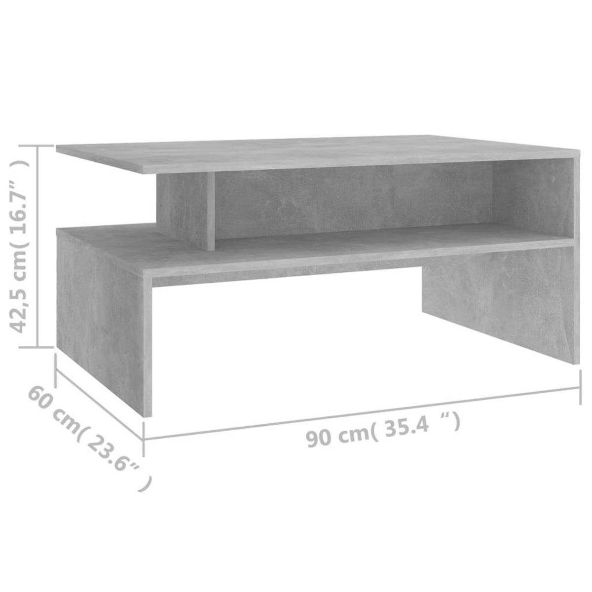 VIDAXL Table basse Gris beton 90x60x42,5 cm Bois d'ingenierie