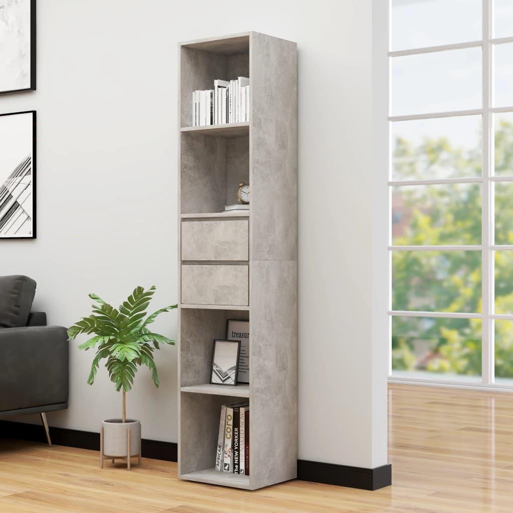 Voir la diapositive 1 : VIDAXL Bibliotheque Gris beton 36x30x171 cm Bois d'ingenierie