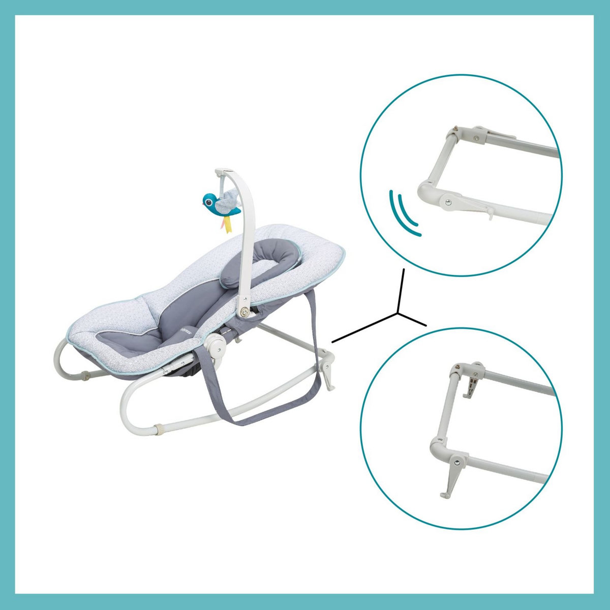 BABYMOOV Transat balancelle bébé Graphik - Bleu