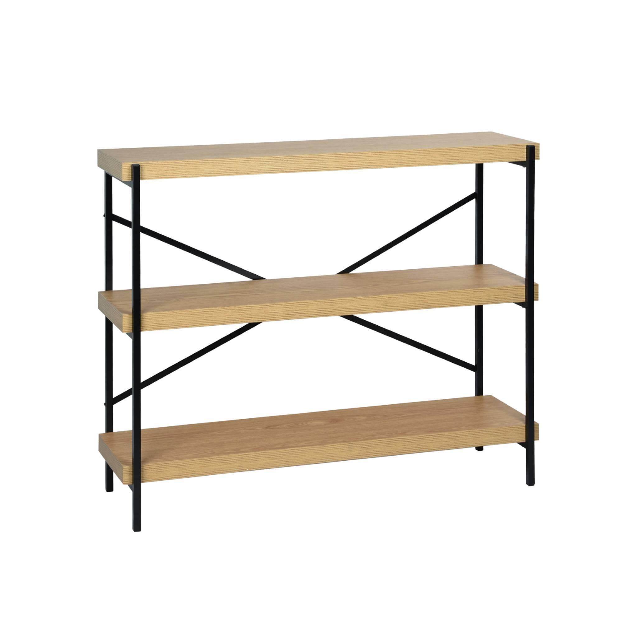 Voir la diapositive 1 : SWEEEK Etagère 3 niveaux industrielle effet frêne et métal - LOFT L 100 x l 30 x H 79cm