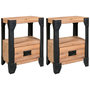 Voir la diapositive 1 : VIDAXL Tables de chevet 2 pcs Bois d'acacia massif Acier 40x30x54 cm
