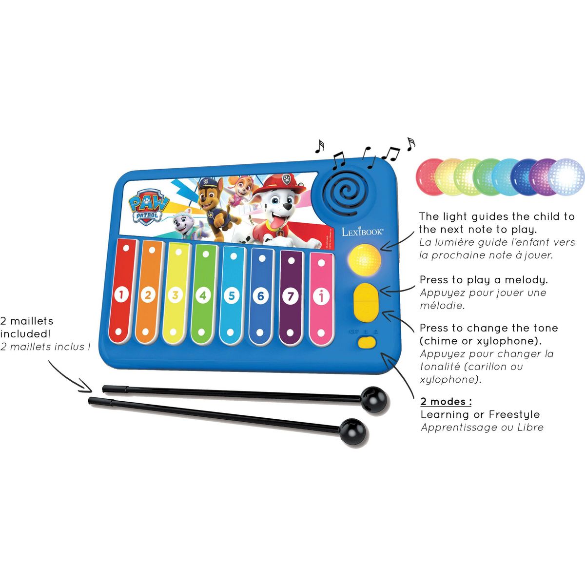 Lexibook Xylophone Pat' Patrouille avec Apprentissage Lumineux de la Musique