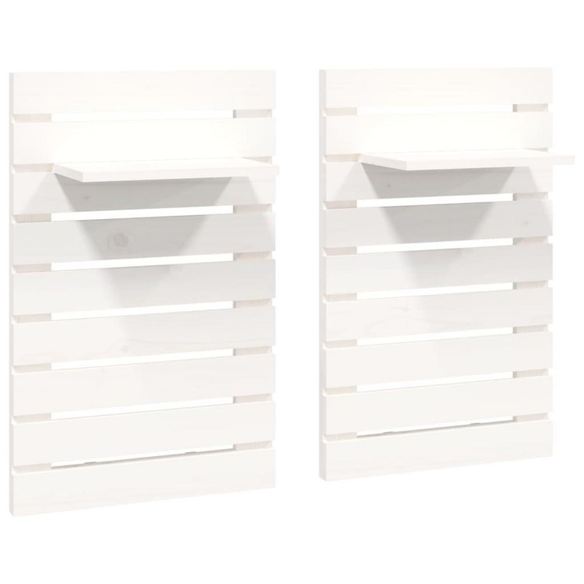 VIDAXL Etageres de chevet murales 2 pcs Blanc Bois de pin massif