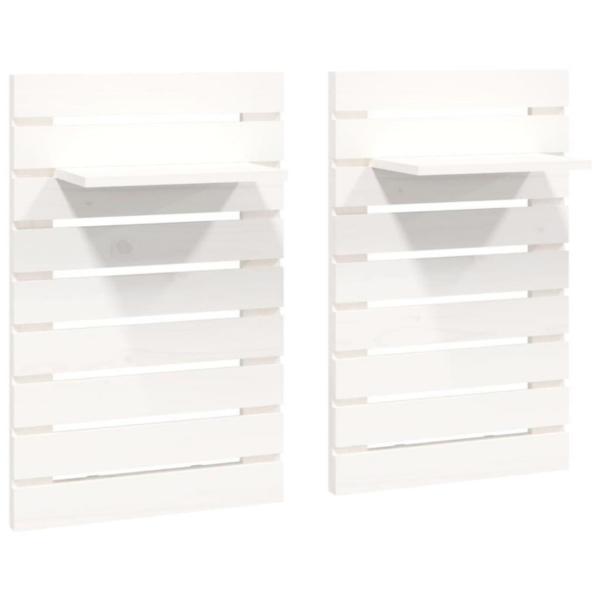 VIDAXL Etageres de chevet murales 2 pcs Blanc Bois de pin massif