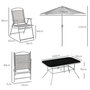 Voir la diapositive 3 : OUTSUNNY Ensemble salon de jardin 6 places 8 pièces - parasol, table, 6 chaises pliantes - métal époxy textilène polyester gris