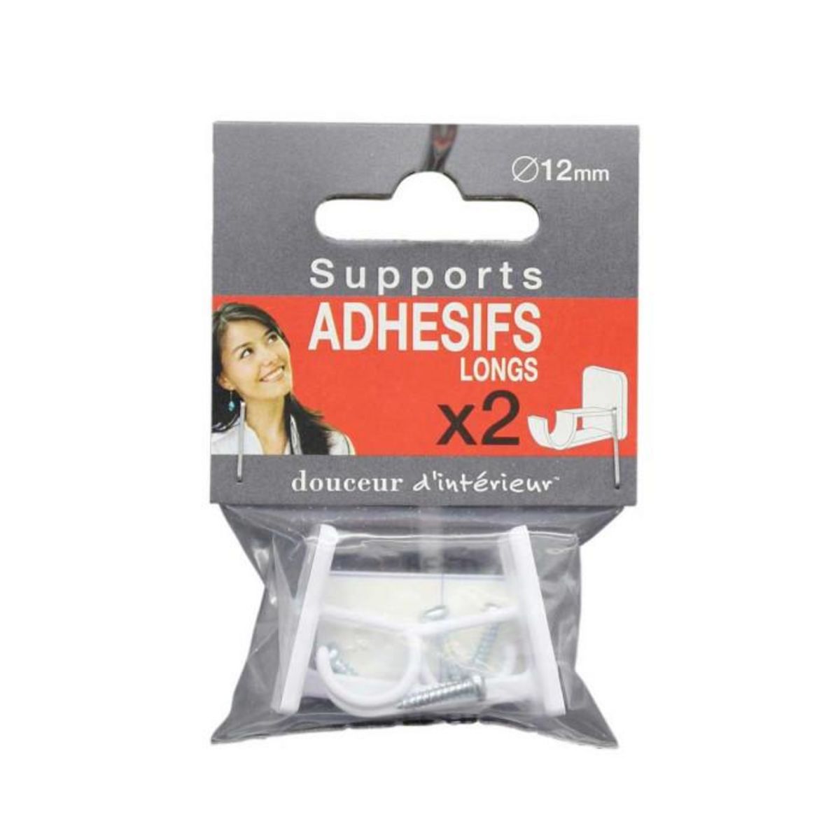 Paris Prix Lot de 2 Supports Adhésifs Longs  Bistrot  1,2cm Blanc