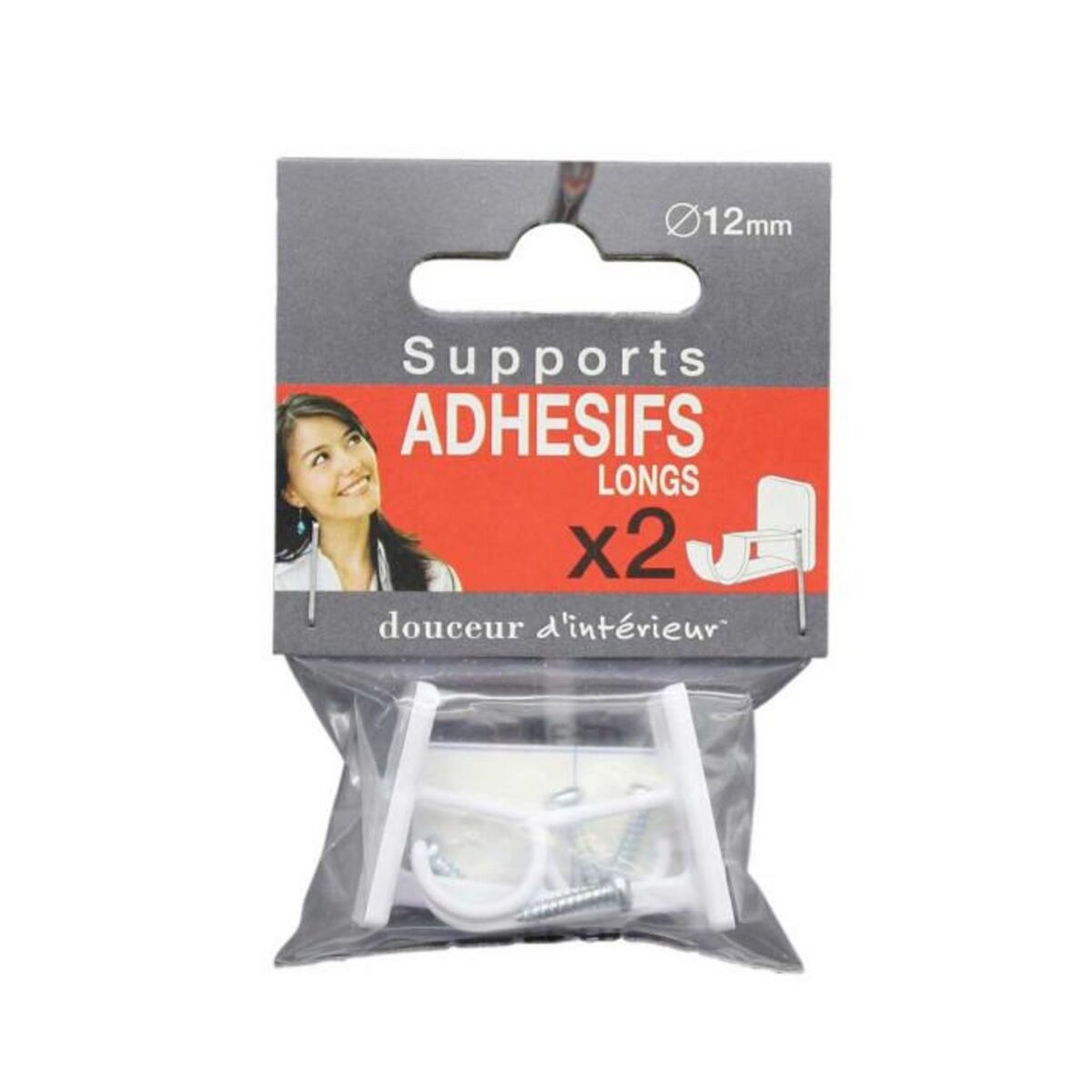 Paris Prix Lot de 2 Supports Adhésifs Longs  Bistrot  1,2cm Blanc