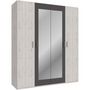 Voir la diapositive 4 : MARKET24 Armoire de chambre - ADRIA - Décor Chene cendré / Gris foncé - 4 portes battantes - 2 miroirs - L177,5 x P54,2 x H210,5 cm