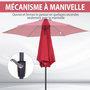 Voir la diapositive 5 : OUTSUNNY Parasol inclinable de jardin balcon terrasse manivelle toile polyester imperméabilisée haute densité 180 g/m² Ø2,7 x 2,35H m alu rouge vineux