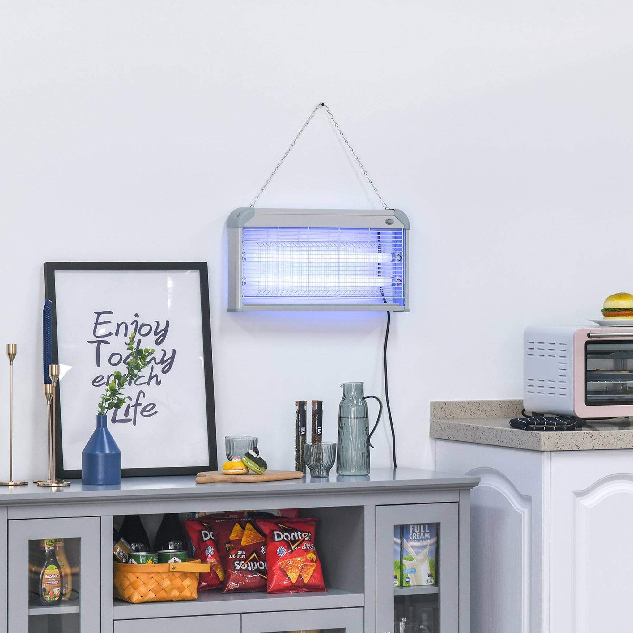 Voir la diapositive 2 : OUTSUNNY Outsunny Lampe UV anti-insectes anti moustique tue mouche électrique destructeur d'insectes 30 W gris
