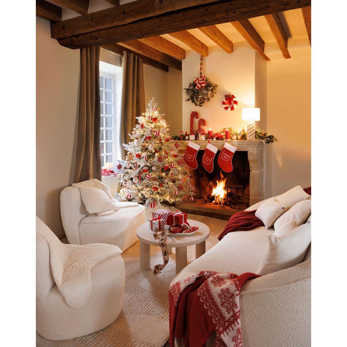 FEERIC LIGHT & CHRISTMAS Sapin de Noël artificiel floqué FROSTY - H. 180 cm - Blanc