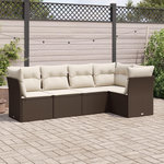VIDAXL Salon de jardin avec coussins 5 pcs marron resine tressee