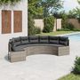Voir la diapositive 1 : VIDAXL Canape de jardin avec coussins demi-rond gris resine tressee
