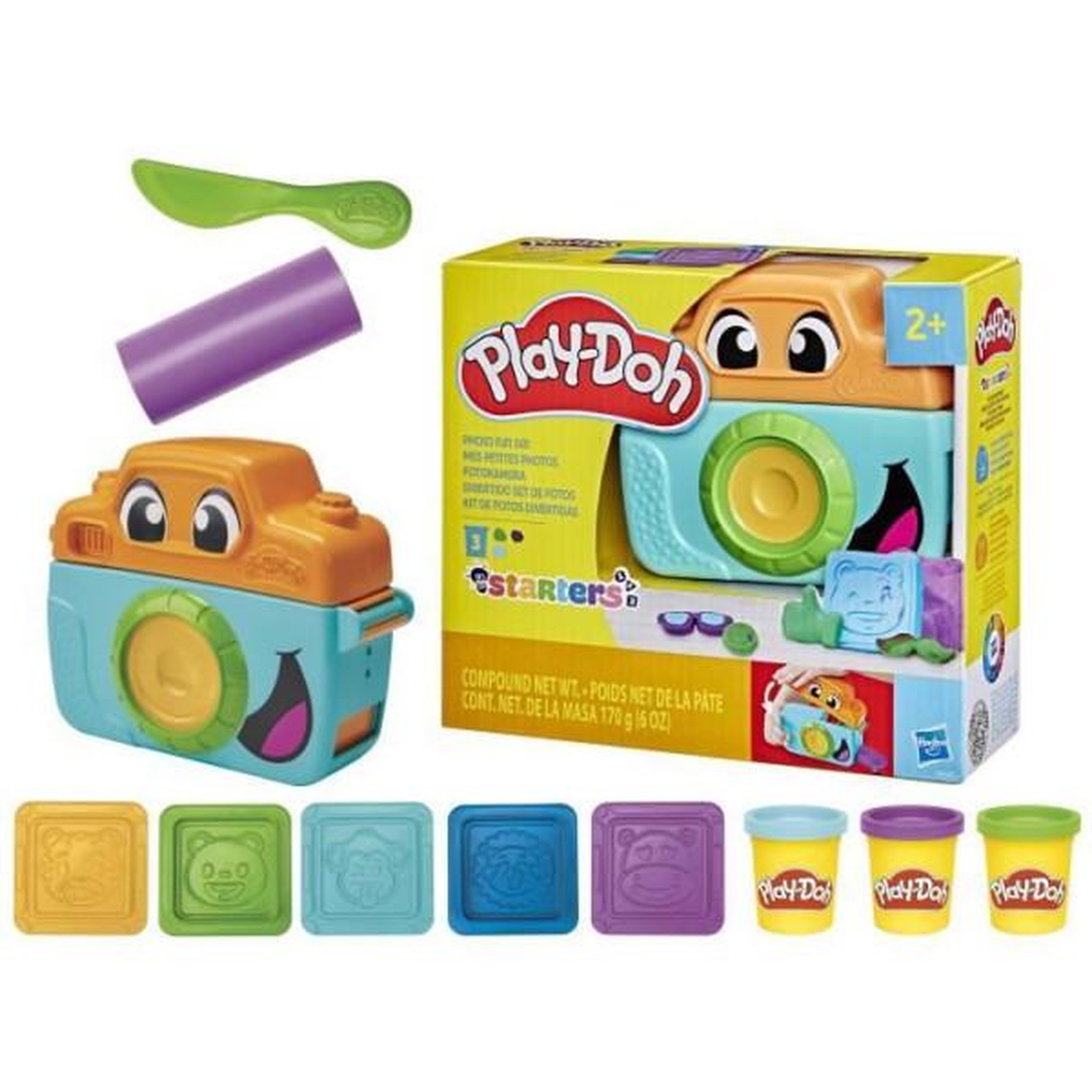 PLAYDOH Play-Doh Mes petites photos Starters, pâte a modeler, caméra factice, 7 accessoires et tapis d'activité, des 2 ans