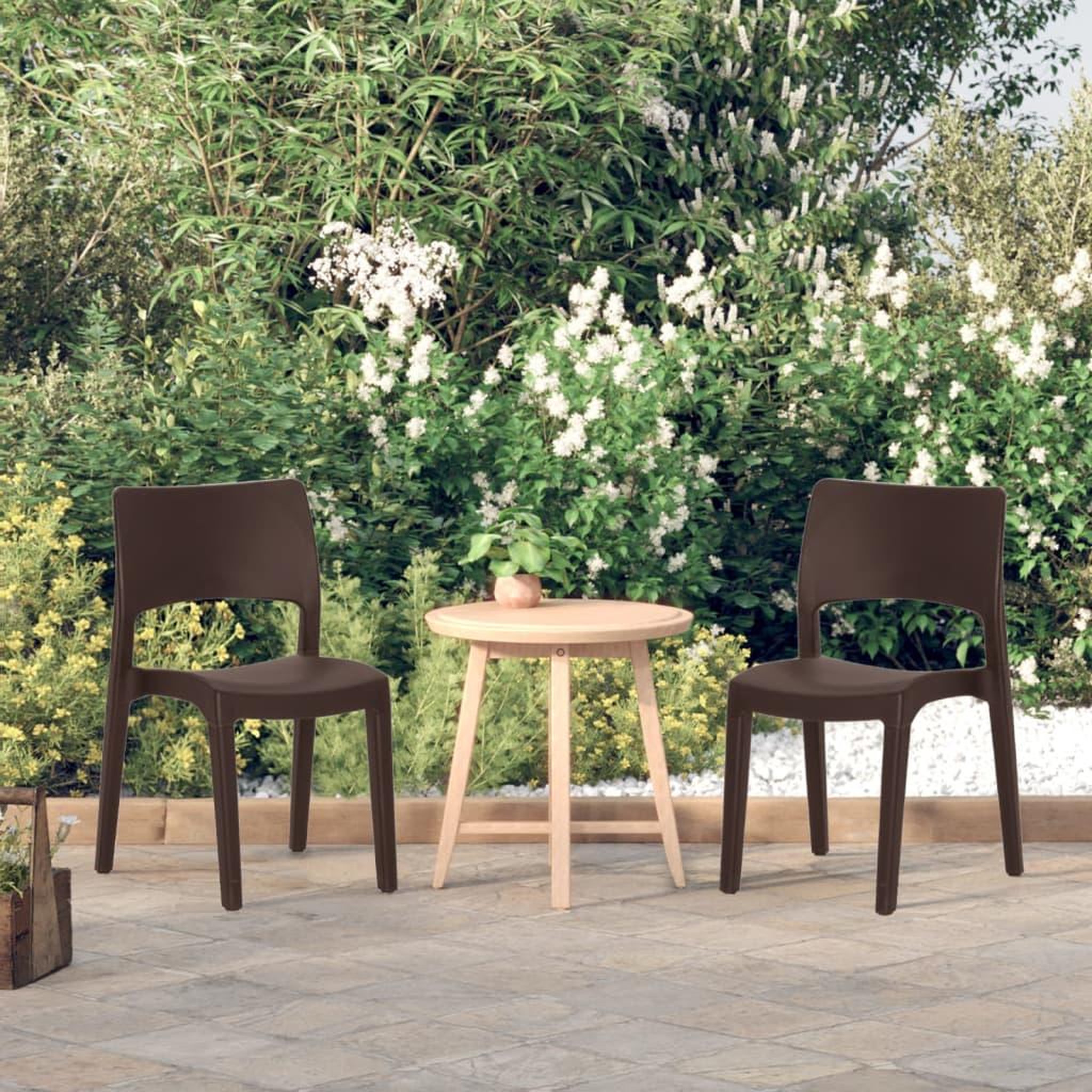 Voir la diapositive 1 : VIDAXL Chaises de jardin lot de 2 Moka Polypropylene
