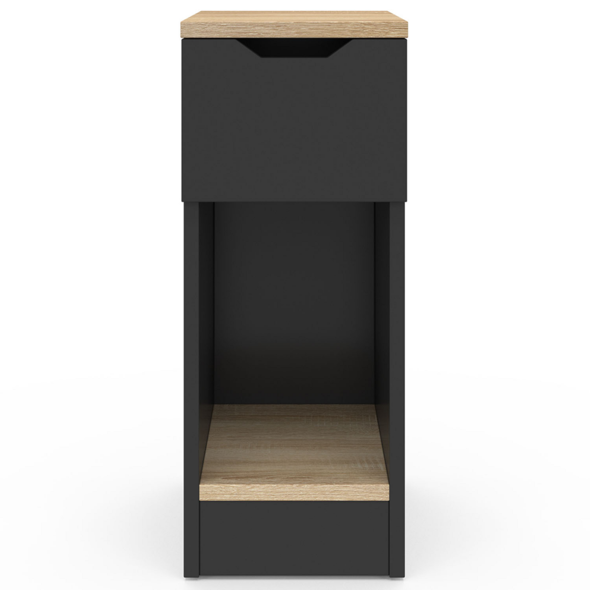 ID MARKET Lot de 2 tables de chevet ANOUK 1 tiroir avec niche noir et bois