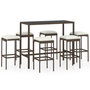 Voir la diapositive 2 : VIDAXL Ensemble de bar de jardin 7 pcs coussins Resine tressee Marron