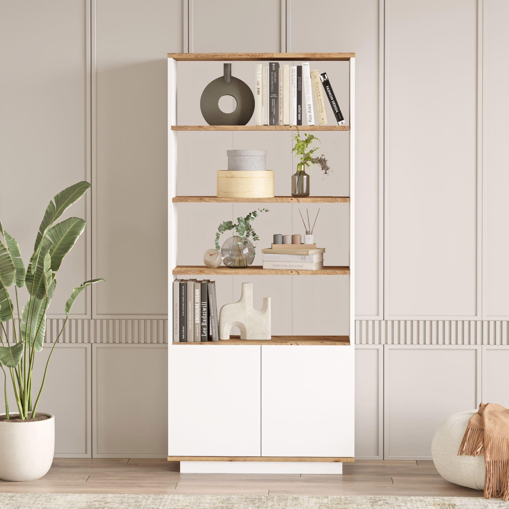 Voir la diapositive 3 : Habitat et Jardin Bibliothèque en bois  fr16  - 75 x 26 x 168 cm - pin atlantiqueblanc