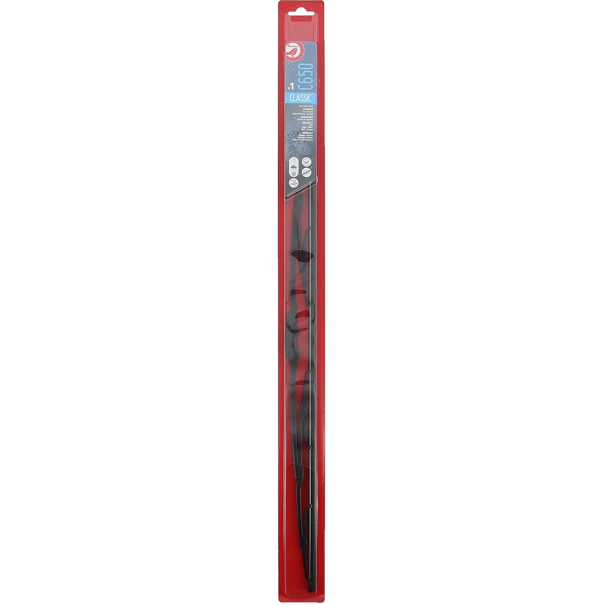 Voir la diapositive 2 : AUCHAN Balai d'essuie-glace C650 65cm pour CITROËN MERCEDES PEUGEOT RENAULT