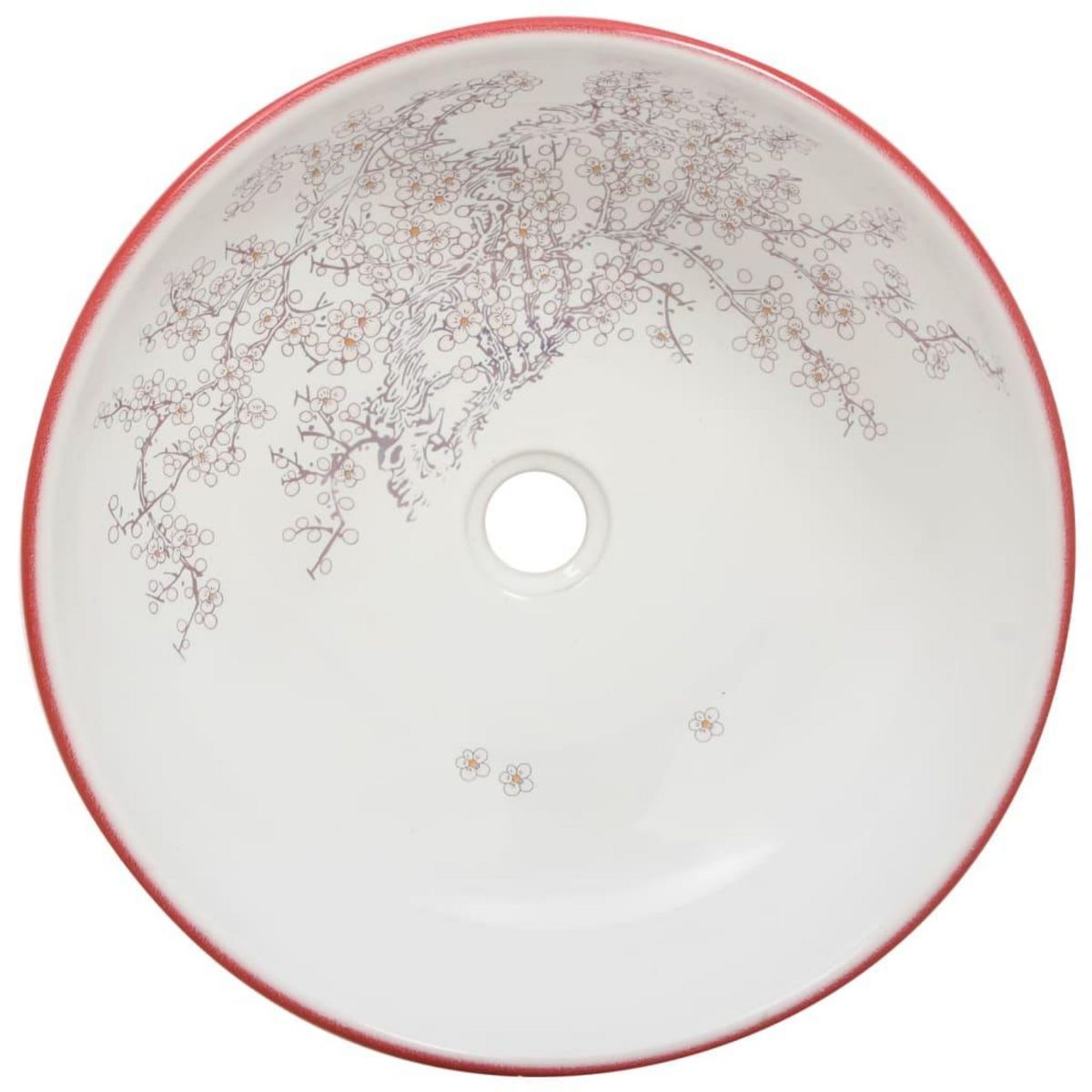 VIDAXL Vasque a poser blanc et rouge rond Φ41x14 cm ceramique