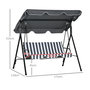 Voir la diapositive 3 : OUTSUNNY Balancelle de jardin 3 places toit réglable acier polyester blanc gris rayé