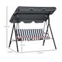 Voir la diapositive 3 : OUTSUNNY Balancelle de jardin 3 places toit réglable acier polyester blanc gris rayé