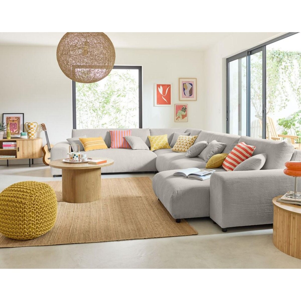 LISA DESIGN Garance - module d'assise méridienne droit - en velours côtelé