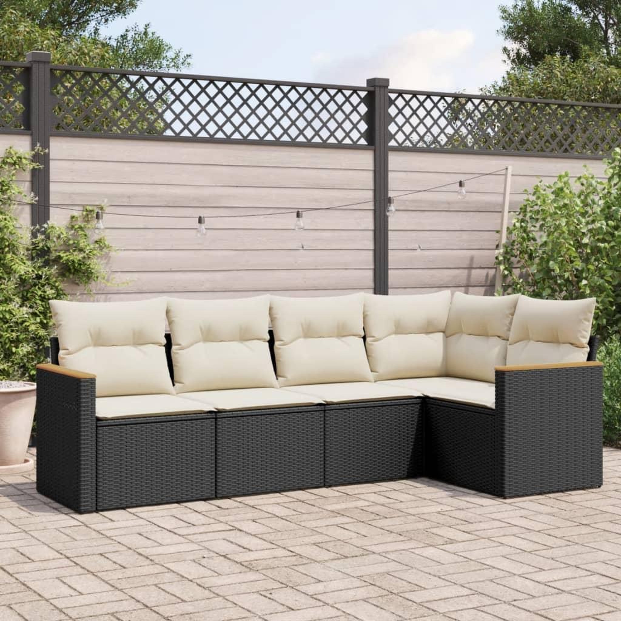 VIDAXL Salon de jardin 5 pcs avec coussins noir resine tressee