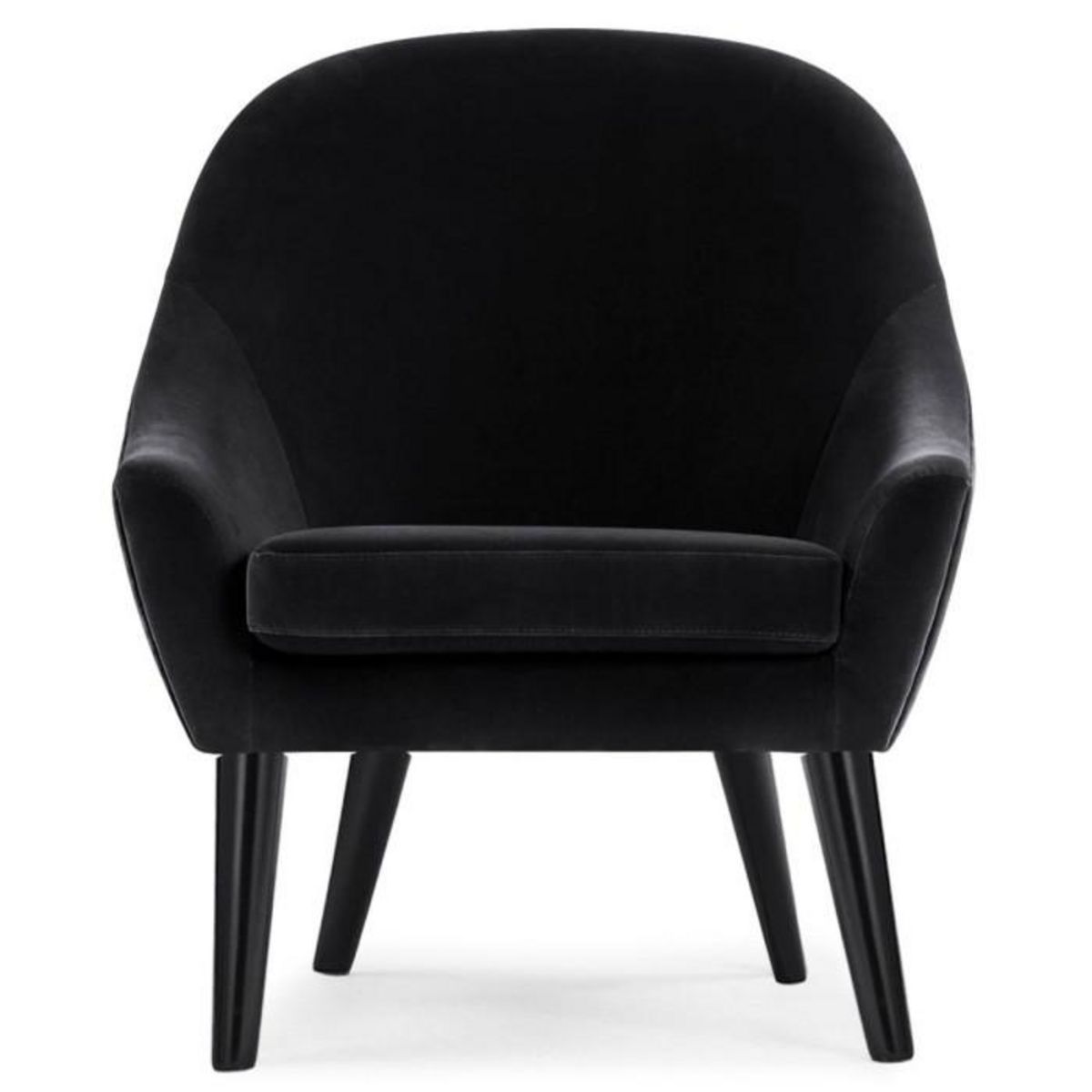 Paris Prix Fauteuil Scandinave en Velours  Ulla  88cm Noir
