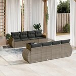 VIDAXL Salon de jardin 9 pcs avec coussins gris resine tressee
