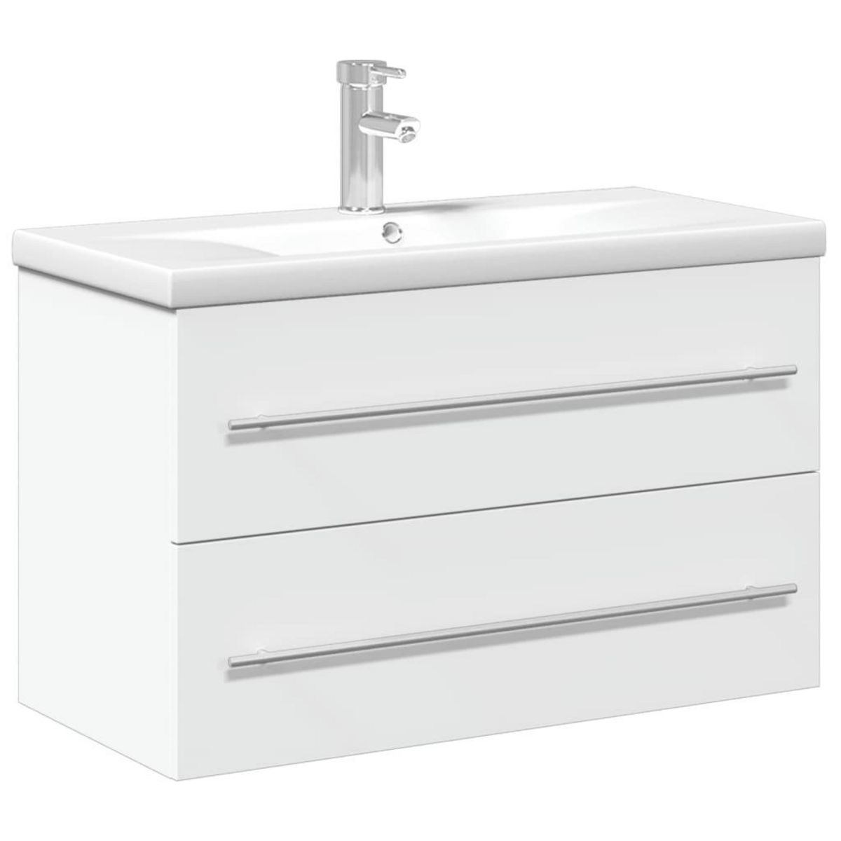 VIDAXL Armoire lavabo de salle de bain avec bassin integre blanc