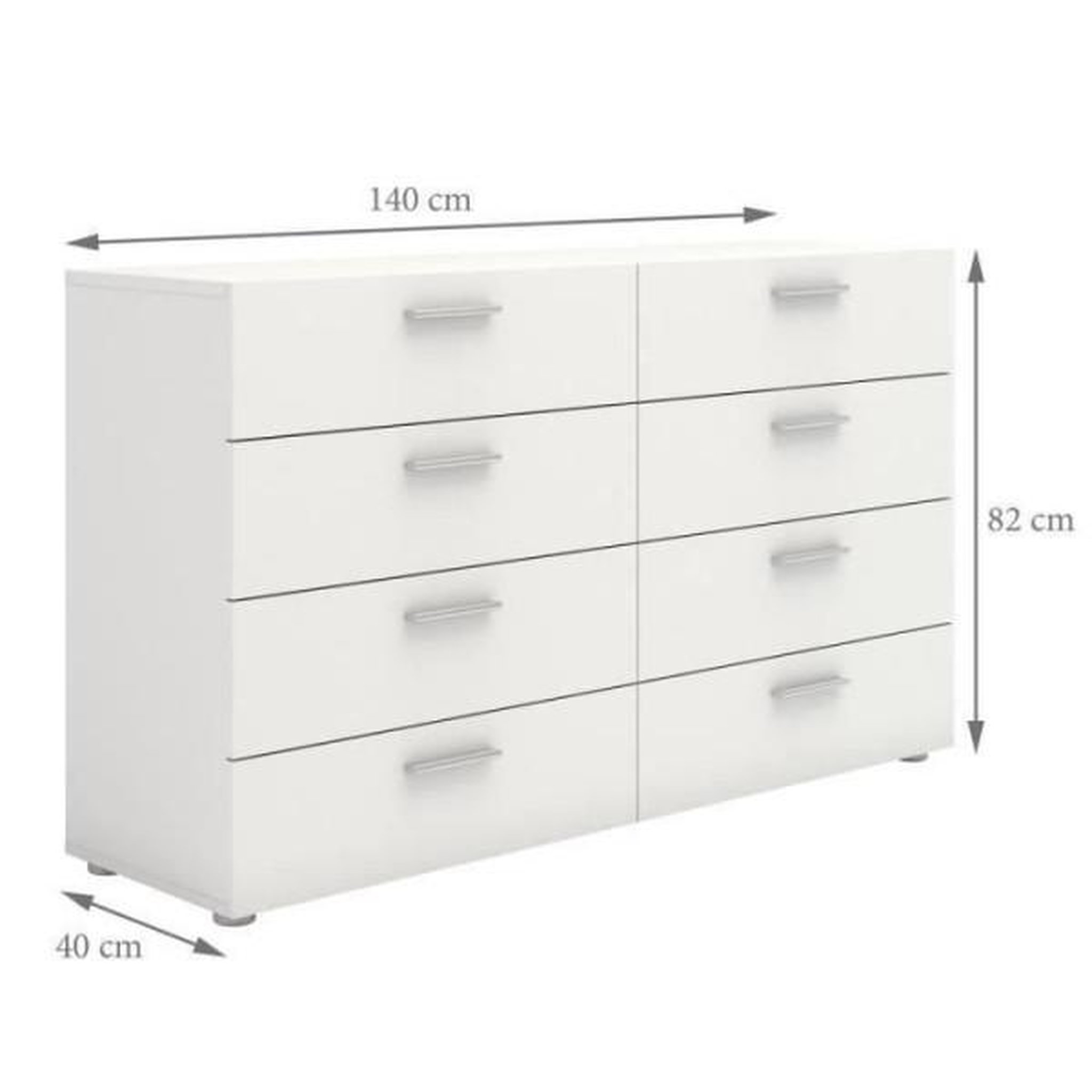 Voir la diapositive 4 : MARKET24 Commode de chambre NASH style contemporain blanc mat - L 140 cm
