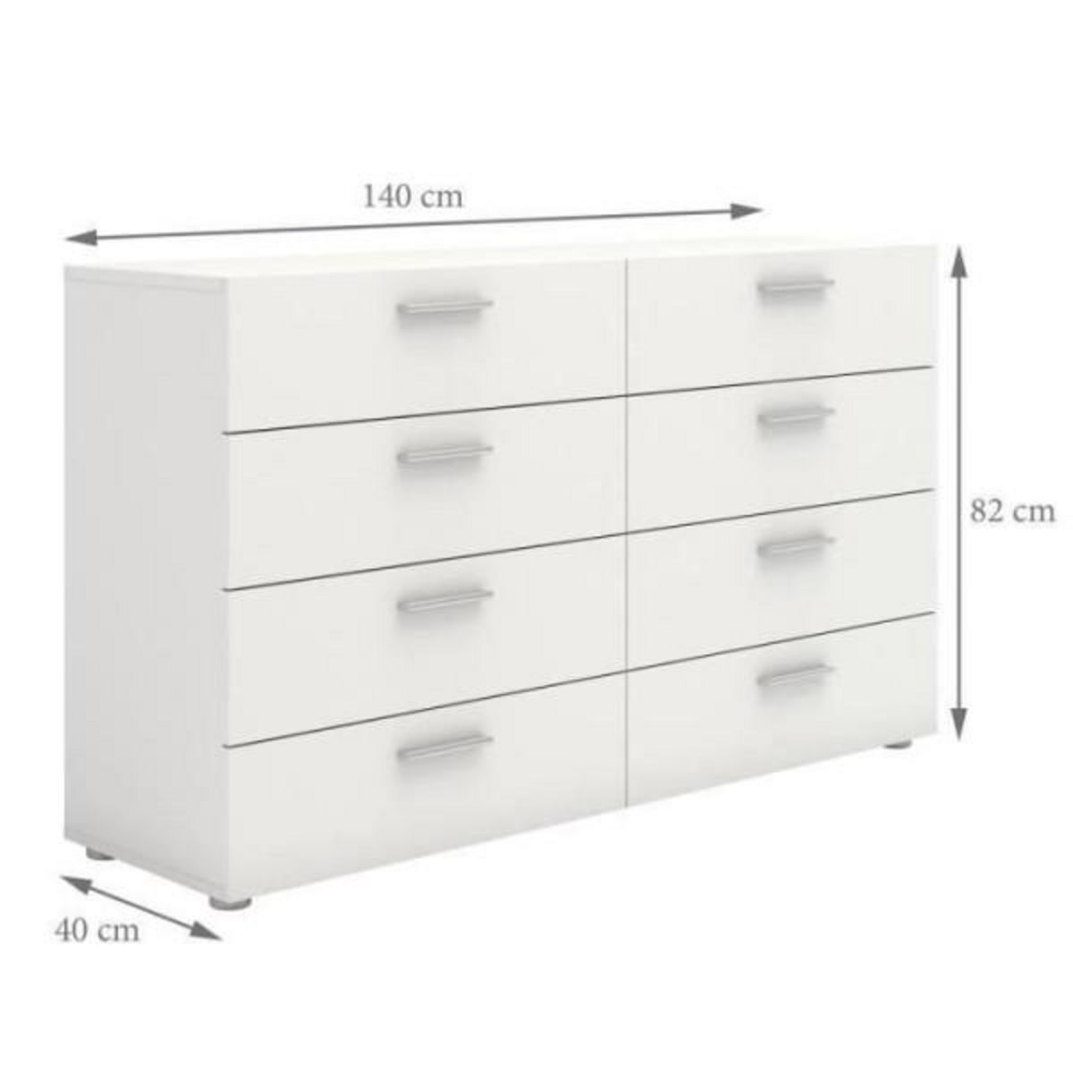 MARKET24 Commode de chambre NASH style contemporain blanc mat - L 140 cm