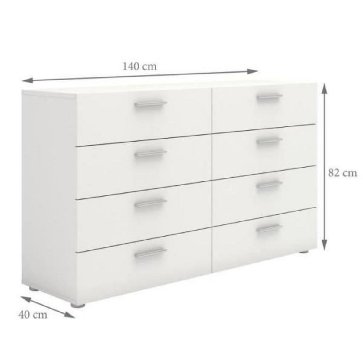 MARKET24 Commode de chambre NASH style contemporain blanc mat - L 140 cm