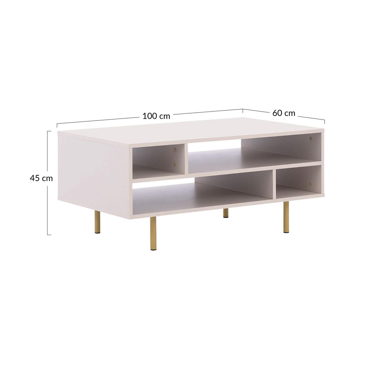 BEST MOBILIER Monica - table basse - beige - 5 niches - 100 cm