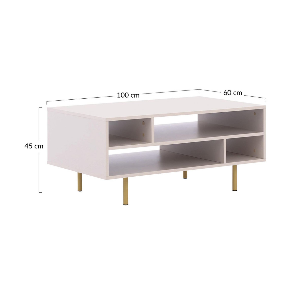 BEST MOBILIER Monica - table basse - beige - 5 niches - 100 cm