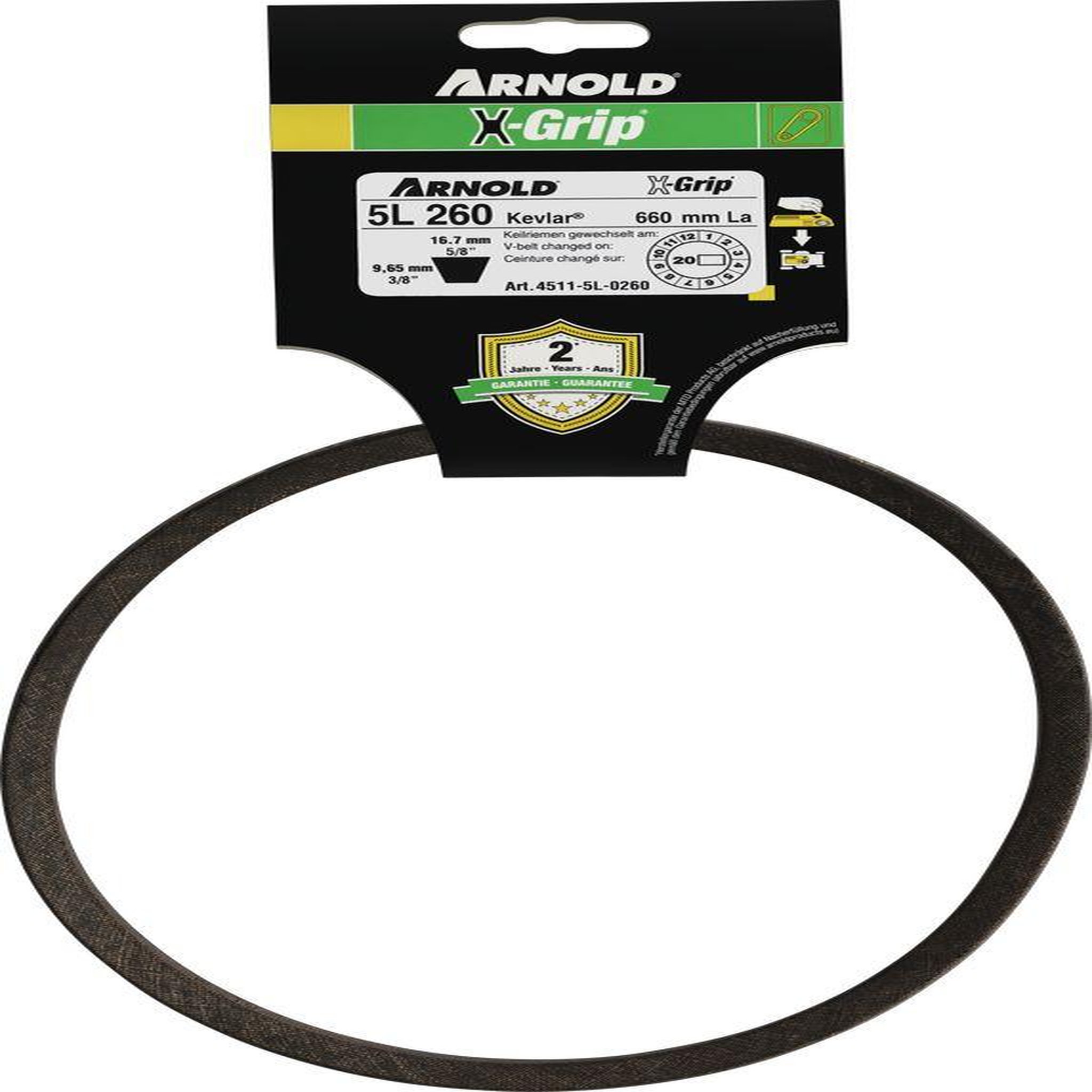 ARNOLD Courroie trapézoïdale x-grip v de type 5l260