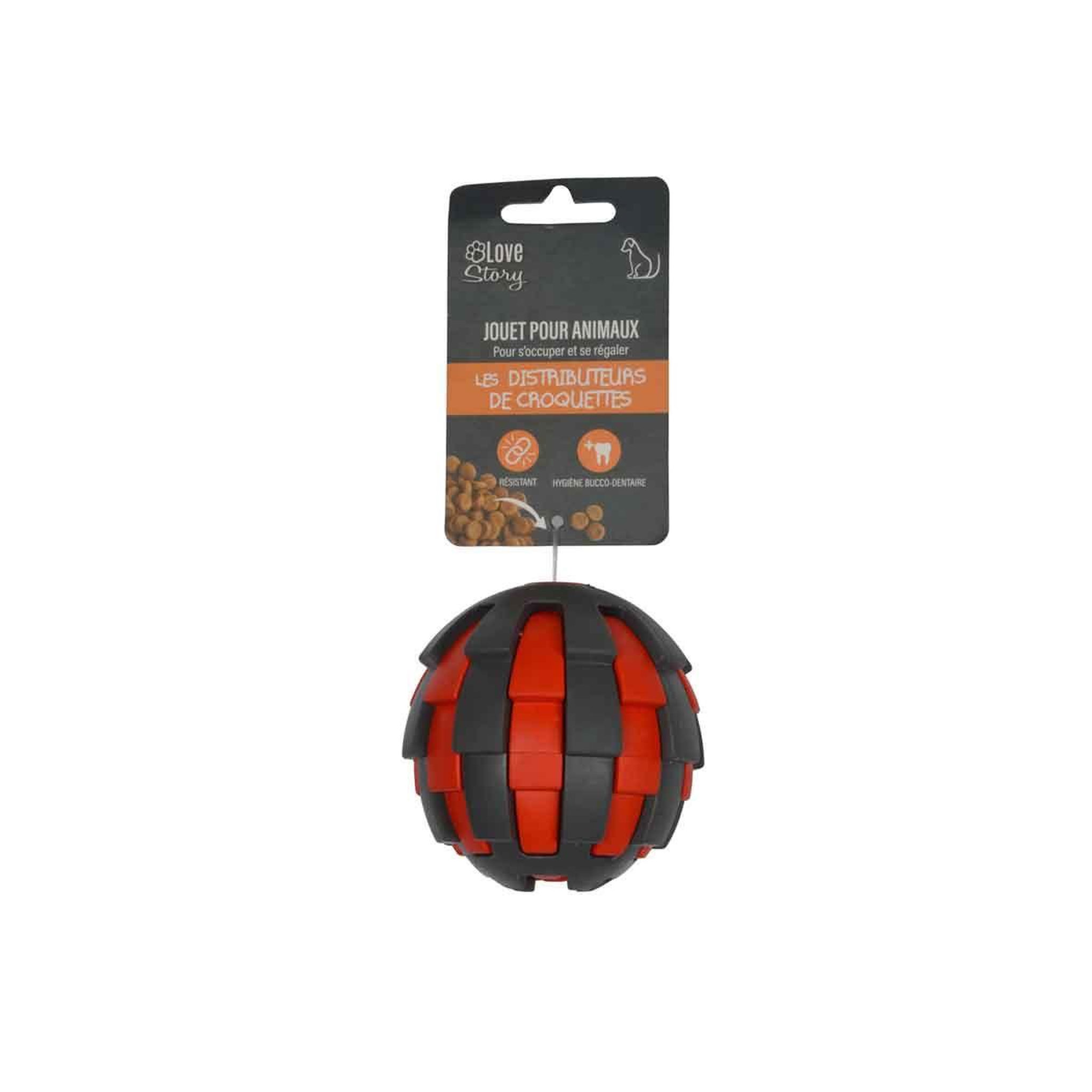 Voir la diapositive 5 : LOVE STORY Jouet pour chien distributeur  balle  7cm rouge