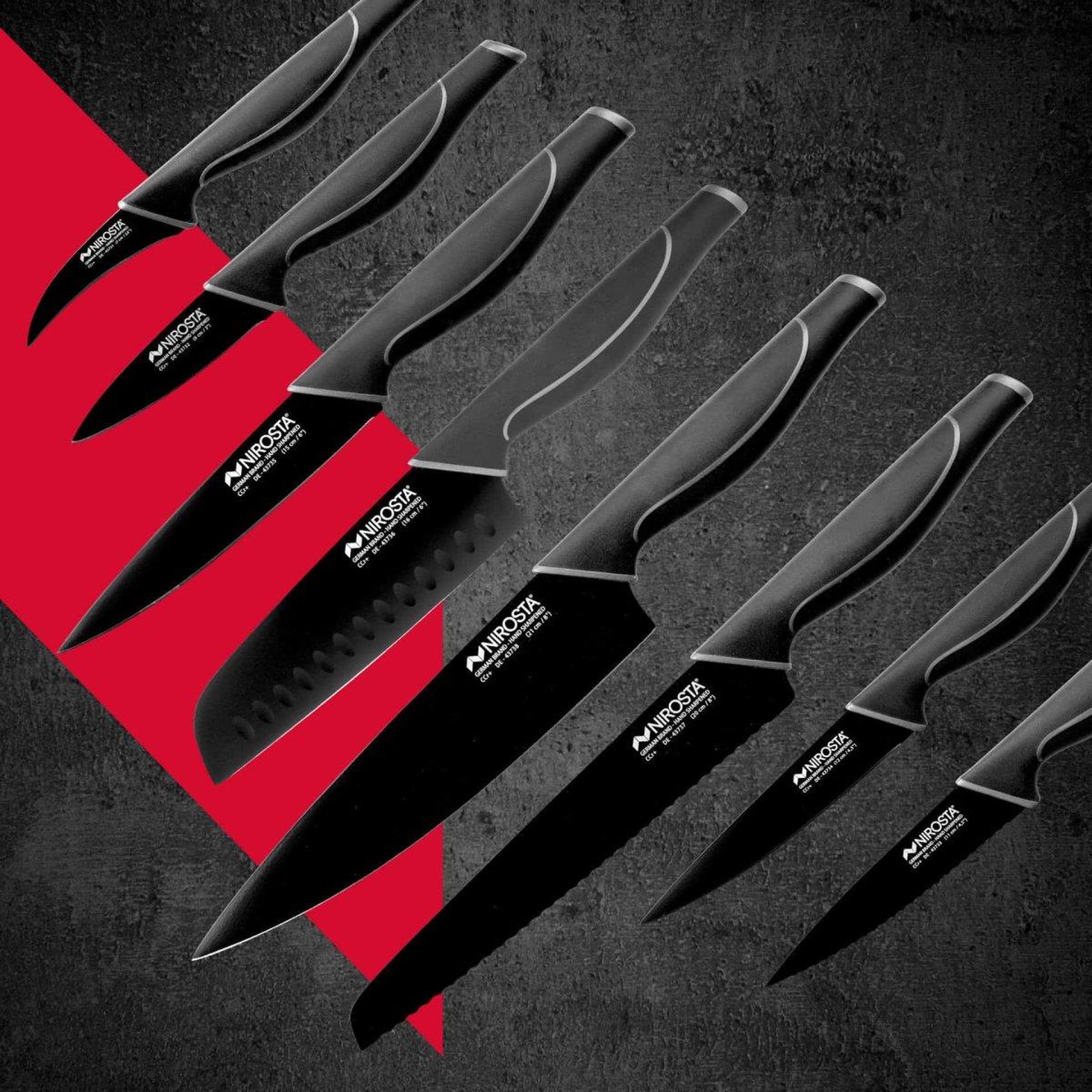 Voir la diapositive 2 : NIROSTA Set de 4 couteaux de cuisine 20 cm en acier inoxydable nirosta black edition